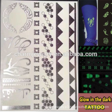 OEM Wholesale glow in the dark tattoo fashion brands luminous tatoo temporary tattoos Sticker for adults GLIS006